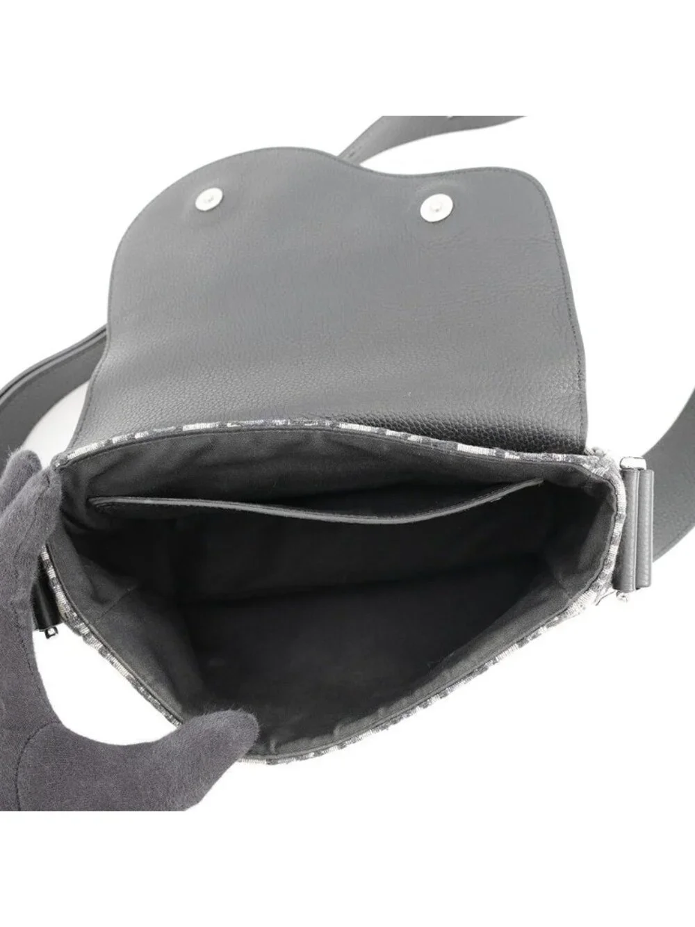 Dior Shoulder Bag Oblique Mini Saddle Black Trotter